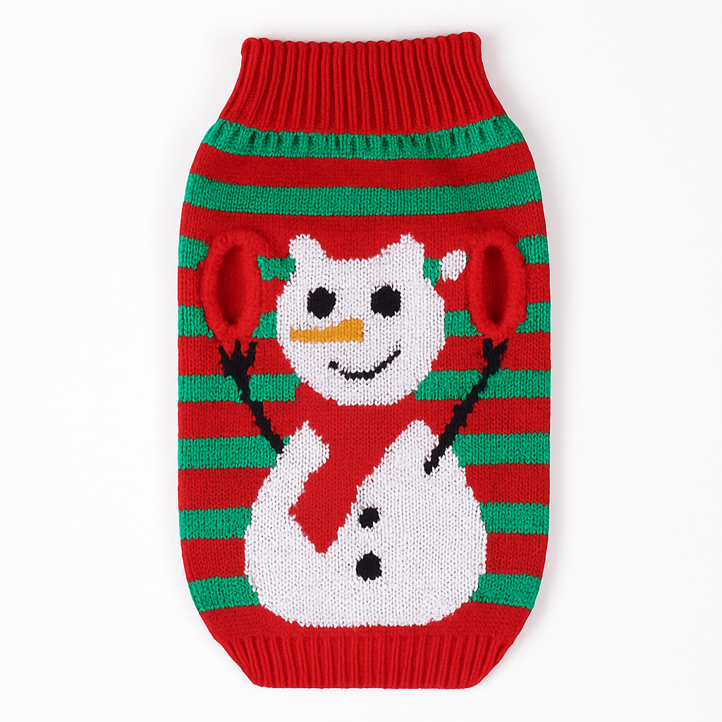 Pet Christmas Sweater Snowman pattern - Size L