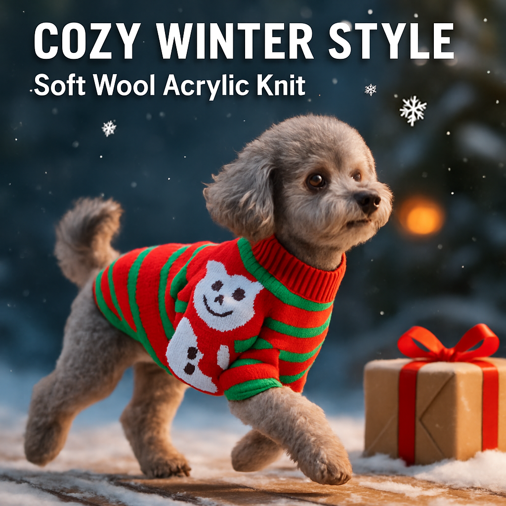 Pet Christmas Sweater Snowman pattern - Size L