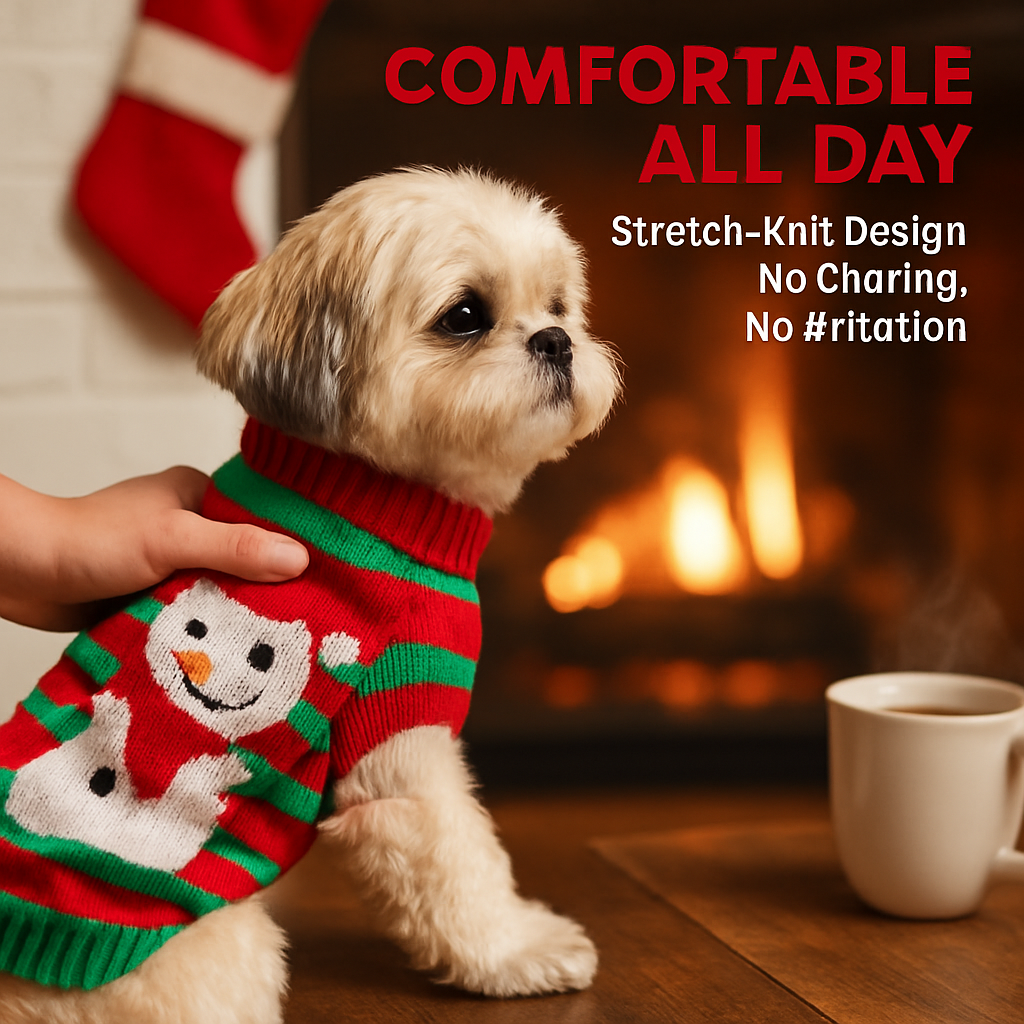 Pet Christmas Sweater Snowman pattern - Size L
