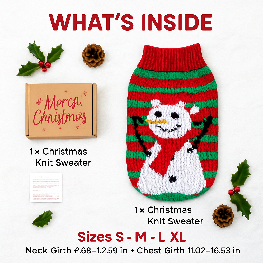 Pet Christmas Sweater Snowman pattern - Size L