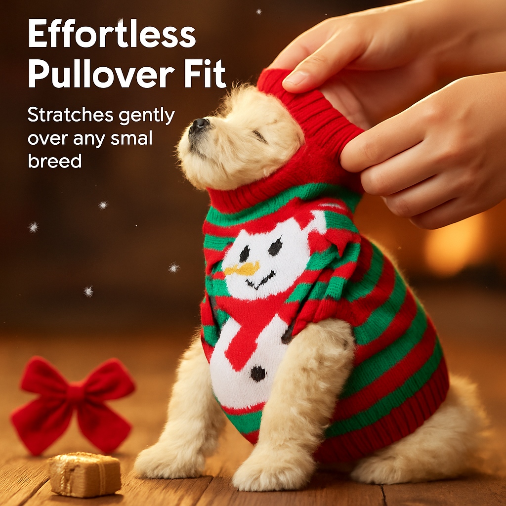 Pet Christmas Sweater Snowman pattern - Size L