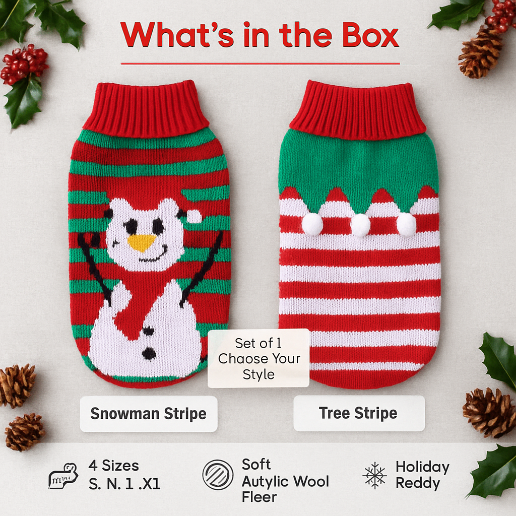 Pet Christmas Sweater Snowman pattern - Size L