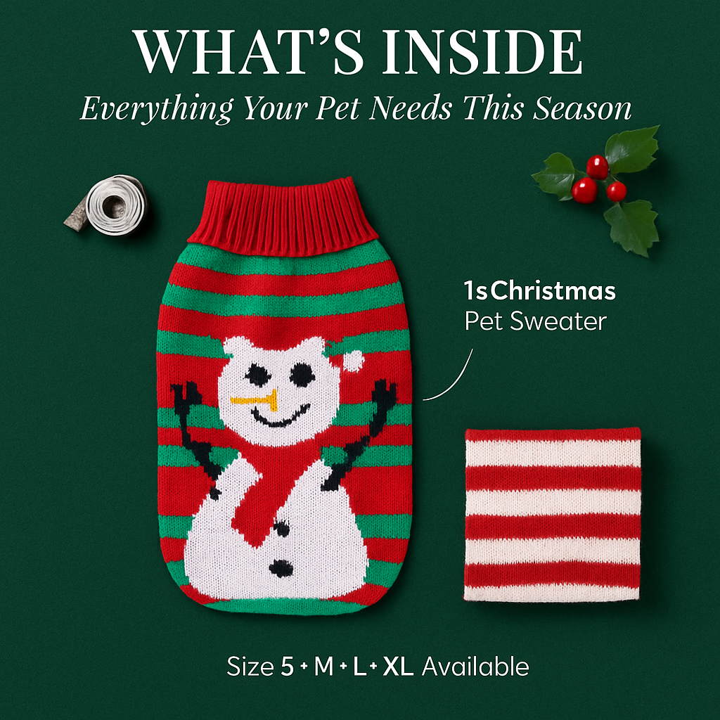 Pet Christmas Sweater Snowman pattern - Size L