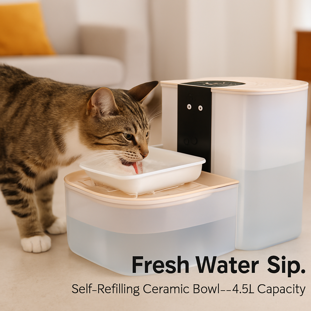 Smart Pet Water Fountain Automatic Cat Water Dispenser 4.5L Cordless Rechargeable Dog Water Fountain Self-Refill with 3 Adjustable Volume 3 Time Inter - Majestic Pet Kingdom