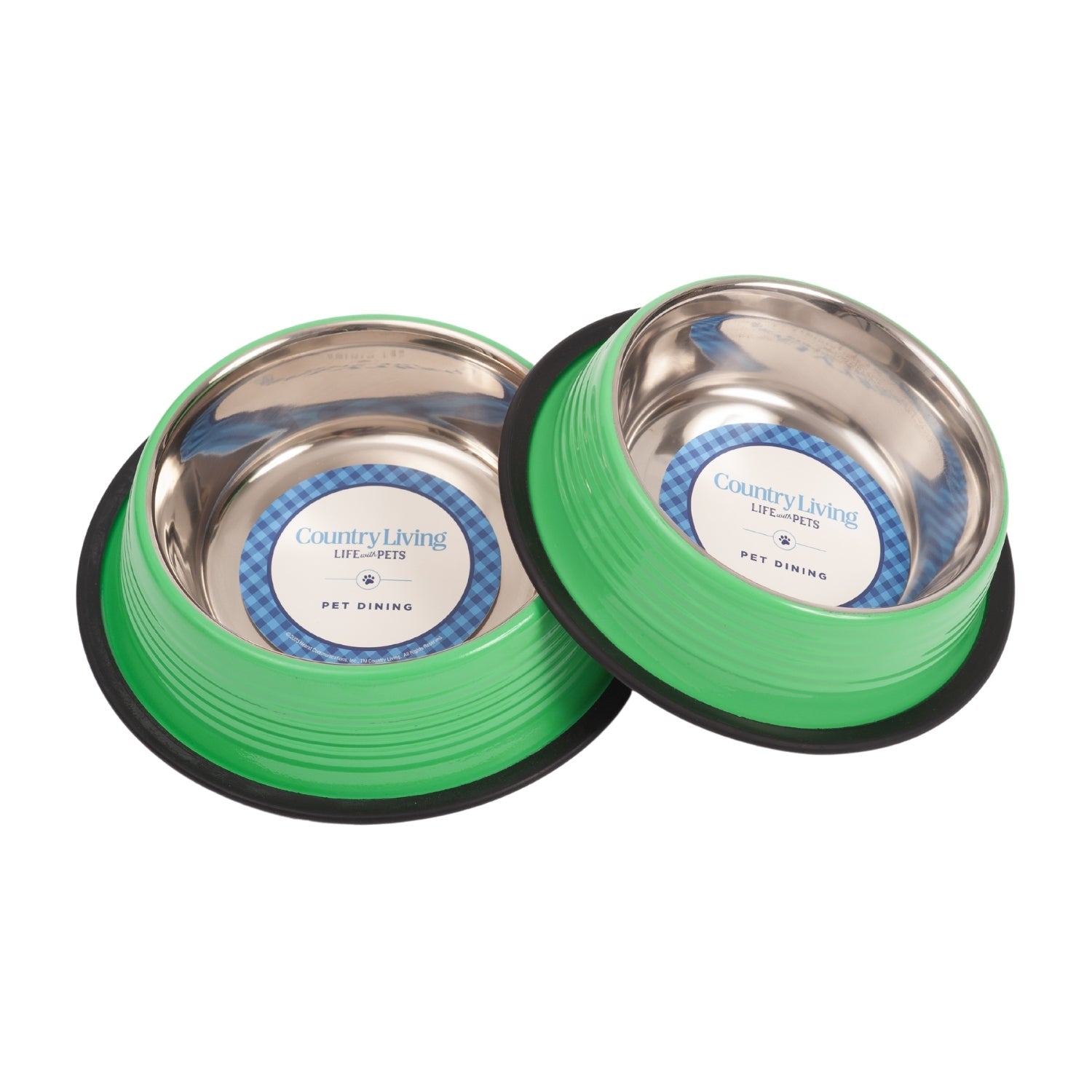 Irish Green Non-Slip Ribbed Pet Food Bowls (Set of 2) - Majestic Pet Kingdom