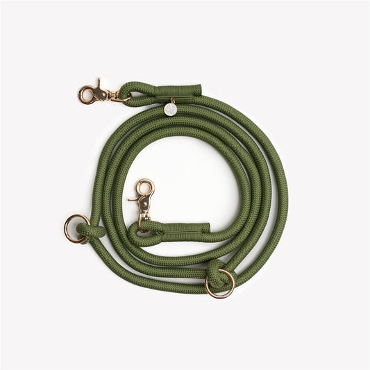 Dog Leash Hands-Free Green Braided Rope Running Waist Lead