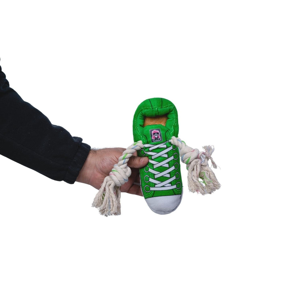 Squeaky Plush Sneaker Dog Toy with Treat Pocket