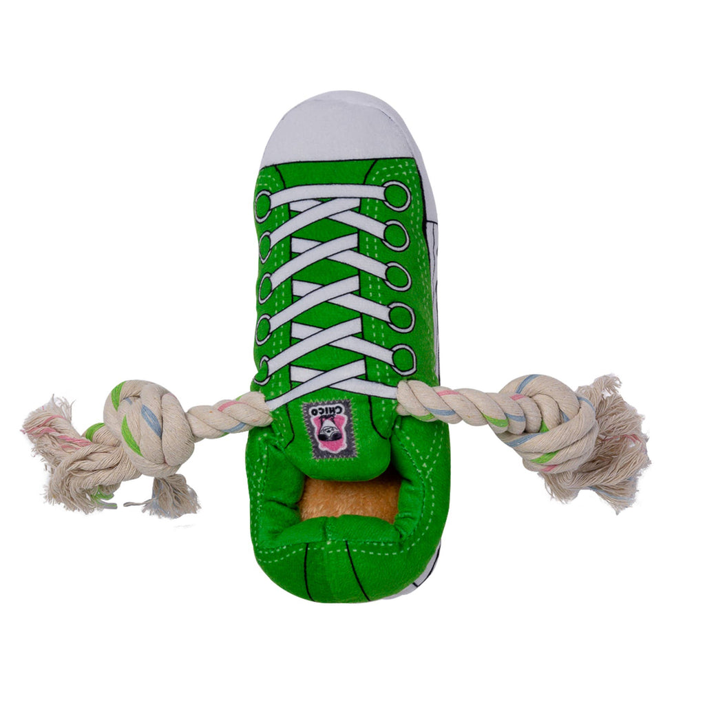 Squeaky Plush Sneaker Dog Toy with Treat Pocket