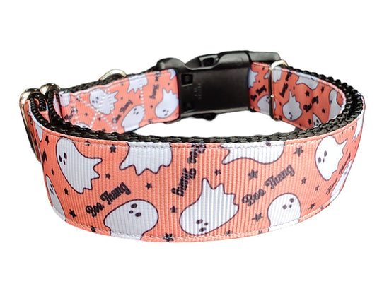 Dog Collar Halloween Boo Thang Cute Ghost Holiday Typography Nylon