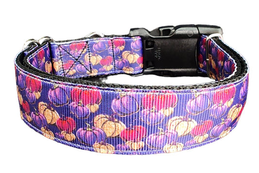 Dog Collar Halloween Purple Pumpkin Patch Jack O Lantern Nylon Band