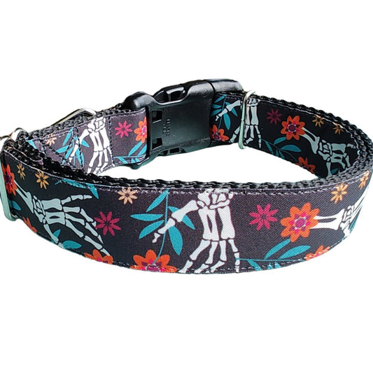 Dog Collar Halloween Skeleton Hands Spooky Bones Holiday Nylon