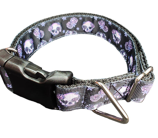 Dog Collar Halloween Skeleton Bones Spooky Holiday Printed Nylon