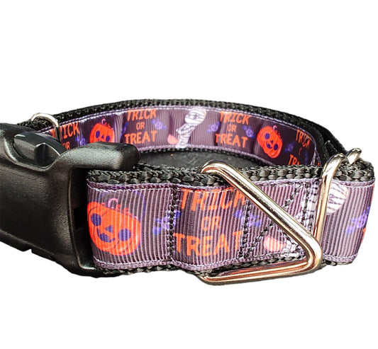 Dog Collar Halloween Trick or Treat Festive Holiday Printed Nylon