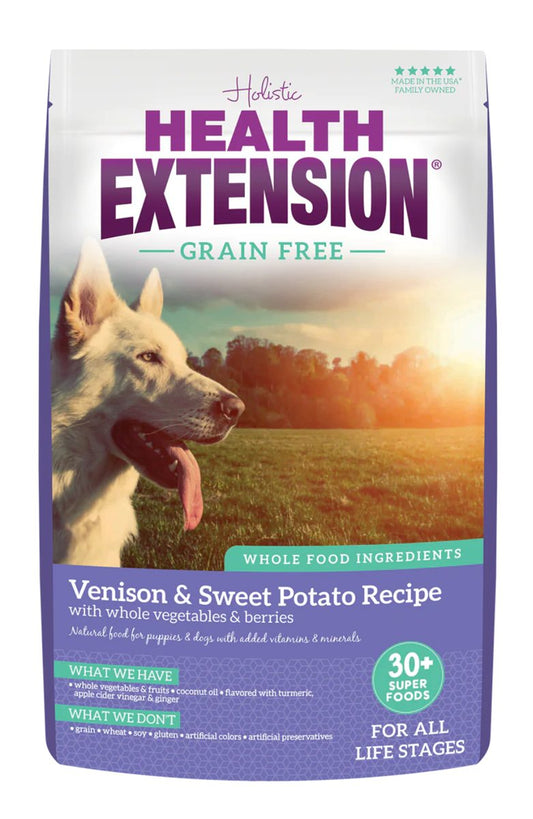 Dog Food Health Extension Grain Free Venison Sweet Potato Bag - Main Feature View | Majestic Pet Kingdom