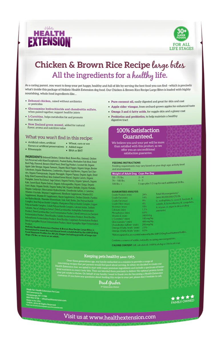 Dog Food Health Extension Large Bites Chicken Rice Dry 30lb