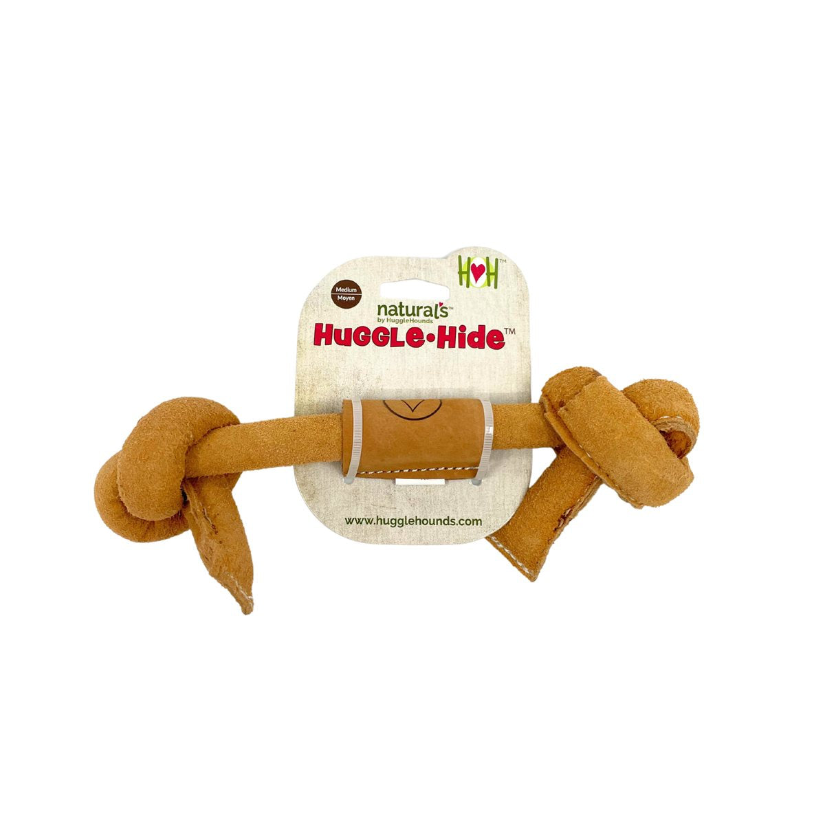 Dog Chew Toys Huggle-Hide Natural Leather Bones Set of 3 Pack - Detail Angle 4 | Majestic Pet Kingdom
