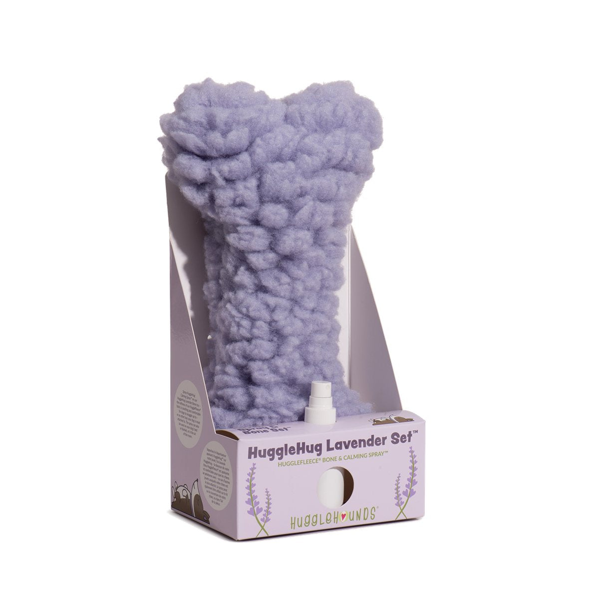 Dog Toy Set HuggleHug Lavender Bone with Calming Mist Spray - Detail Angle 5 | Majestic Pet Kingdom