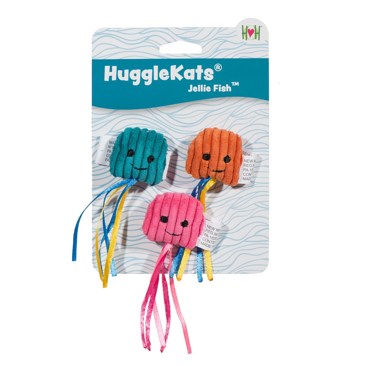 Cat Toys HuggleKats Jellie Fish Plush Soft Interactive 3-Pack - Detail Angle 6 | Majestic Pet Kingdom
