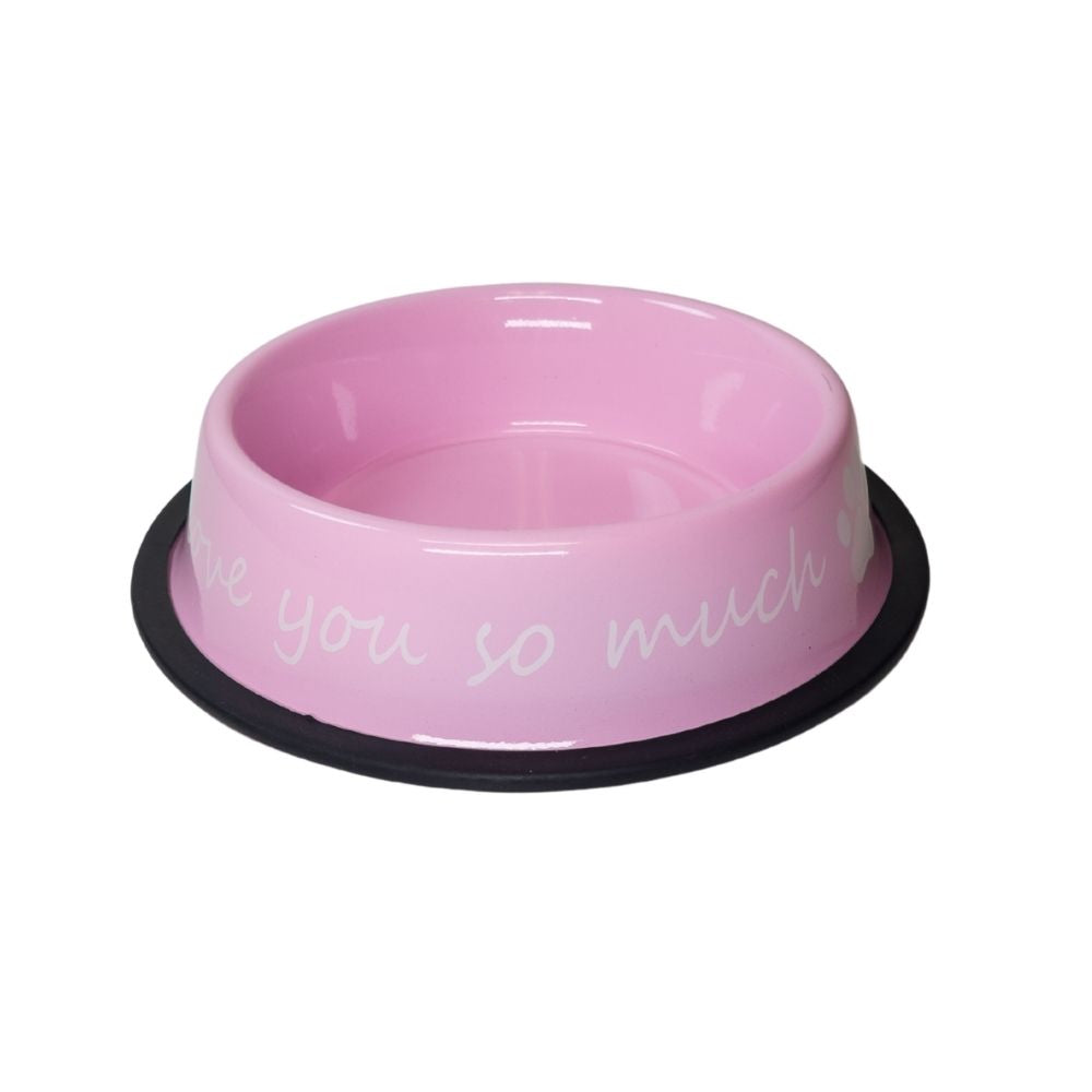 Dog Bowl Stainless Steel I Love You So Much Print 24 Ounce