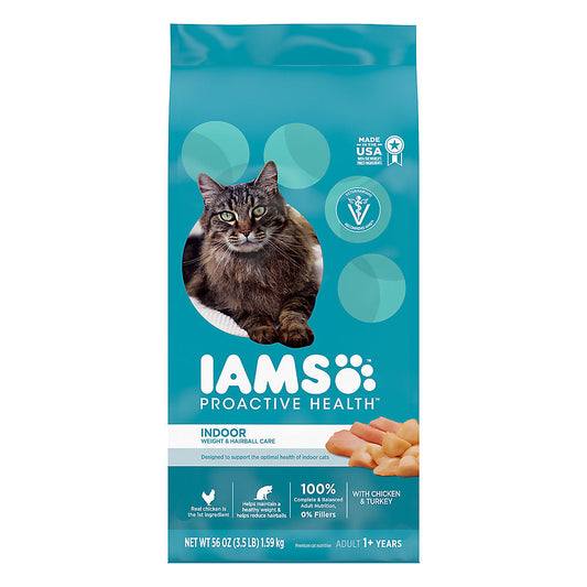Cat Food Iams Proactive Health Indoor Weight Hairball 3.5lb - Main Feature View | Majestic Pet Kingdom