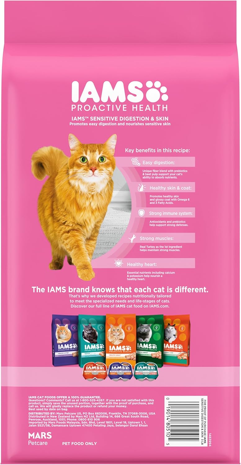 Cat Food Iams Proactive Health Sensitive Skin Turkey 3.5lb