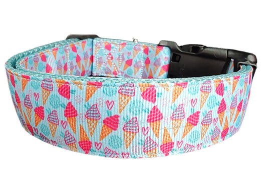 Dog Collar Ice Cream Cones Sweet Summer Food Patterned Nylon Band