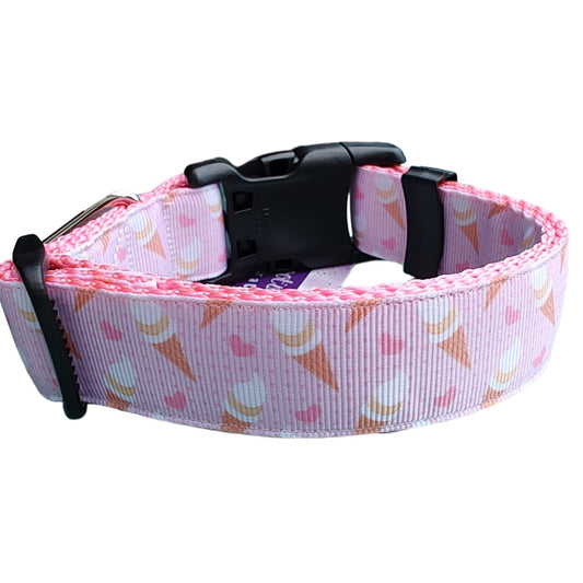 Dog Collar Ice Cream Cones Pink Background Sweet Dessert Nylon Band