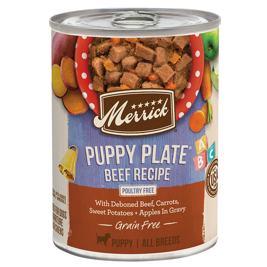 Merrick Grain Free Puppy Plate Beef Wet Dog Food (12.7oz) - Majestic Pet Kingdom