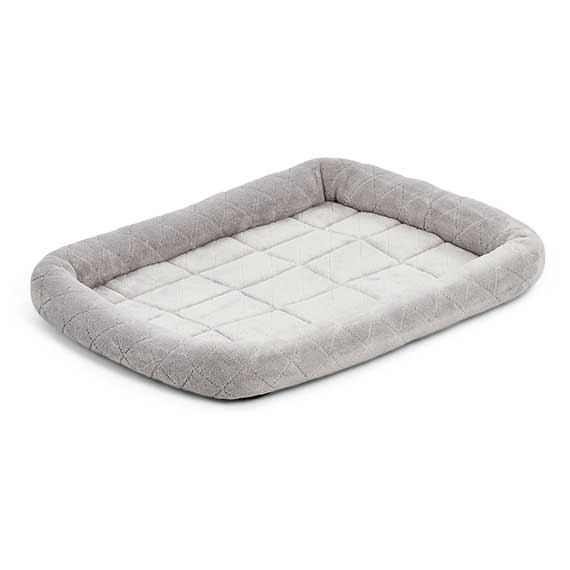 Dog Bed MidWest 24-Inch Diamond Stitch Plush Gray Sleeping Mat - Main Feature View | Majestic Pet Kingdom
