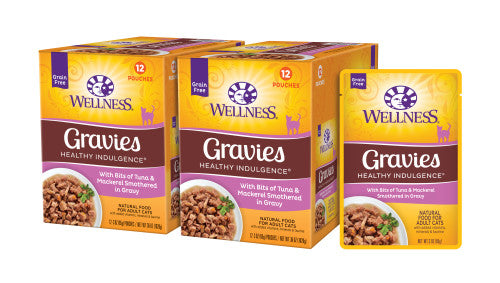 Wellness Adult Pouch Healthy Indulge Gravies Tuna and Mackerel Wet Cat Food (3oz) - Majestic Pet Kingdom