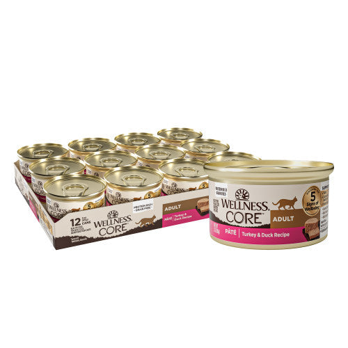Wellness Core Adult Grain Free Turkey and Duck Pate Wet Cat Food (5.5oz) - Majestic Pet Kingdom