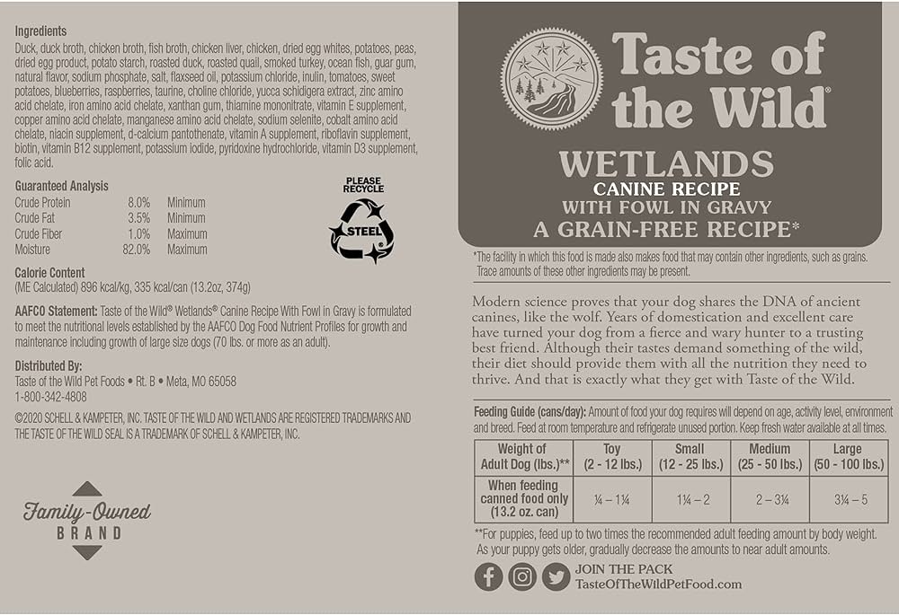 Taste of the Wild Adult Wetland Fowl Canine Food (13.2oz) - Majestic Pet Kingdom