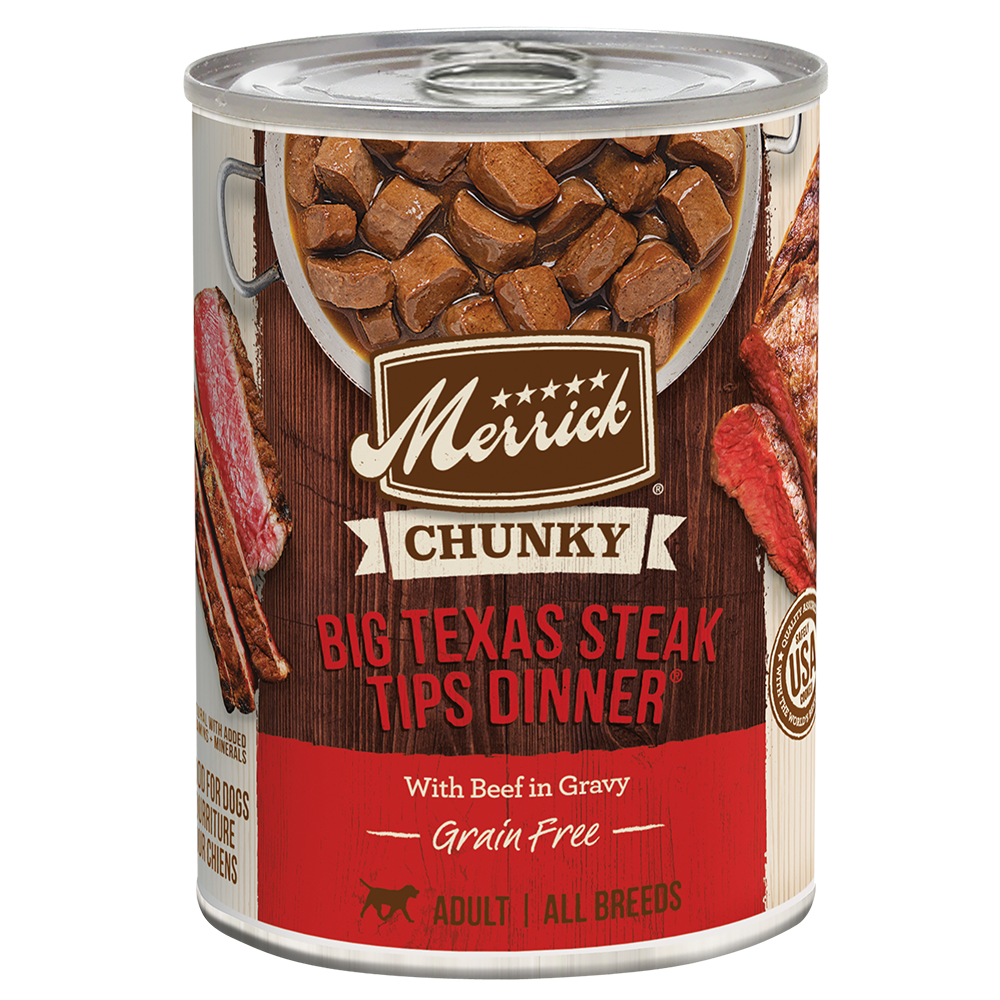 Merrick Chunky Grain Free Adult Big Texas Steak Dinner Wet Dog Food (12.7oz) - Majestic Pet Kingdom