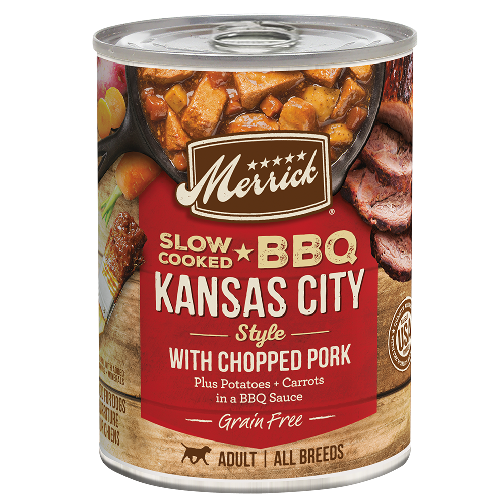 Merrick Slow Cooked Grain Free Adult BBQ Kansas City Pork Wet Dog Food (12.7oz) - Majestic Pet Kingdom
