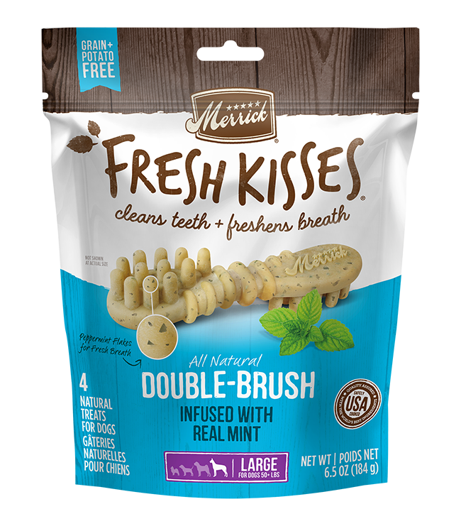 Dog Dental Chews Merrick Fresh Kisses Mint Large Treats 7-Pa