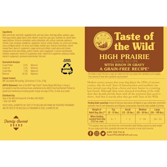 Taste of the Wild Adult High Prairie Bison and Venison Wet Canine Food (13.2oz) - Majestic Pet Kingdom