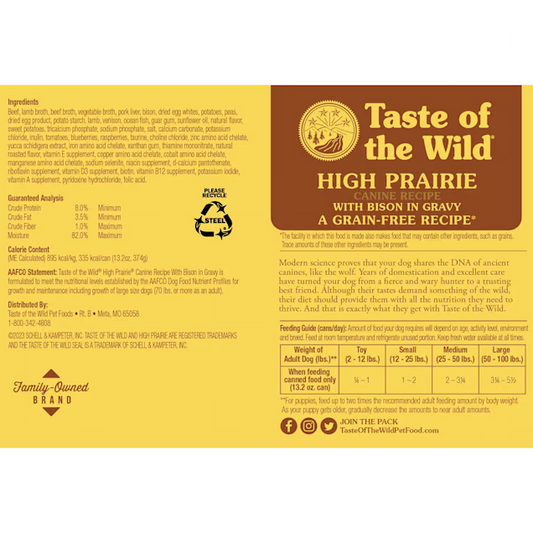 Taste of the Wild Adult High Prairie Bison and Venison Wet Canine Food (13.2oz) - Majestic Pet Kingdom