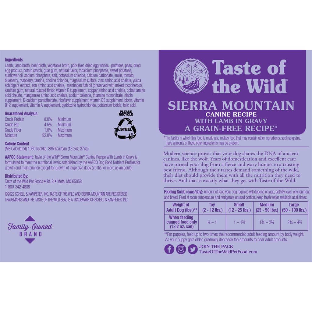 Taste of the Wild Sierra Mountain Canine Recipe Grain Free Dry Dog Food (13.2oz) - Majestic Pet Kingdom