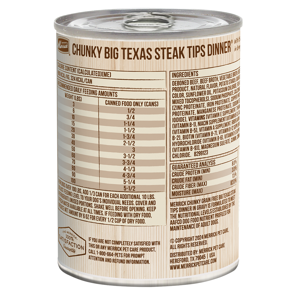 Merrick Chunky Grain Free Adult Big Texas Steak Dinner Wet Dog Food (12.7oz) - Majestic Pet Kingdom