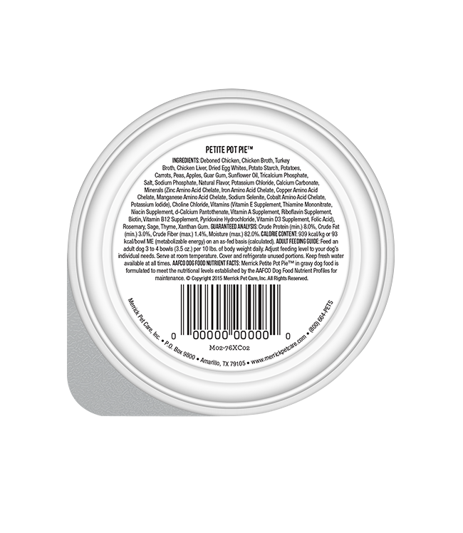Merrick Lil' Plates Grain Free Petite Pot Pie Wet Dog Food (3.5oz) - Majestic Pet Kingdom