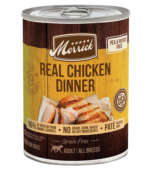 Merrick Grain Free Real Chicken Dinner Wet Dog Food (12.7oz) - Majestic Pet Kingdom