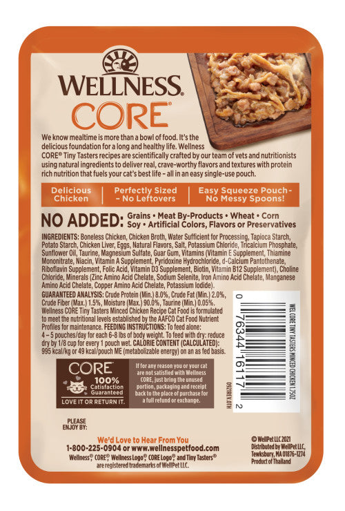 Wellness Core Adult Tiny Taster Minced Chicken Wet Cat Food (1.75oz) - Majestic Pet Kingdom