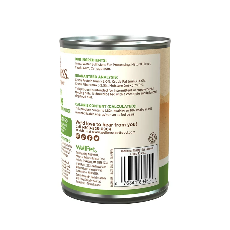 Wellness Adult 95% Lamb Wet Dog Food (13.2oz) - Majestic Pet Kingdom