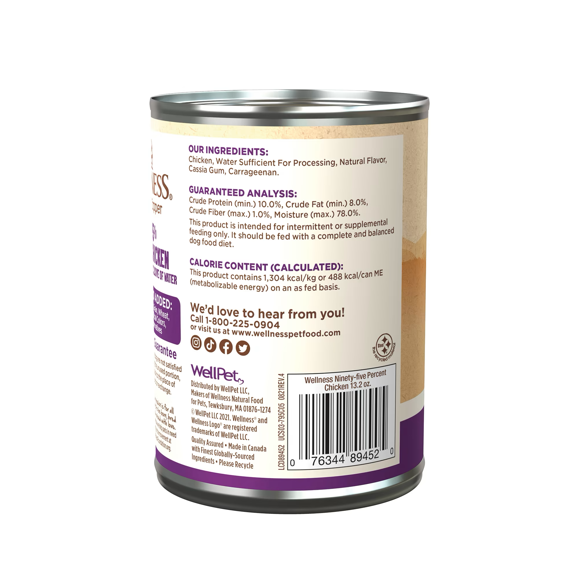 Wellness Adult 95% Chicken Wet Dog Food (13.2oz) - Majestic Pet Kingdom