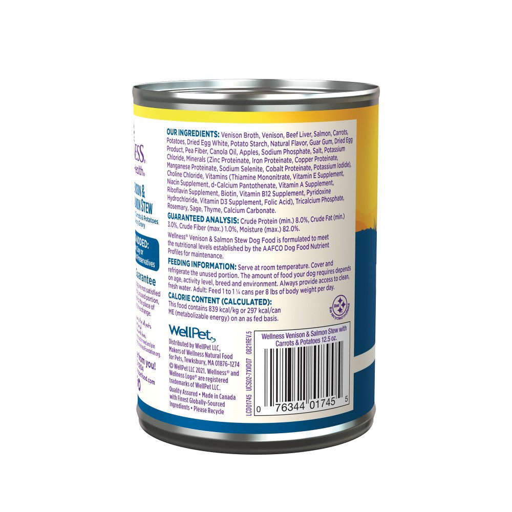 Wellness Adult Venison and Salmon Stew Wet Dog Food (12.5oz) - Majestic Pet Kingdom