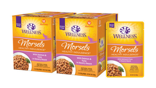 Wellness Adult Pouch Healthy Indulge Morsels Salmon and Tuna Wet Cat Food (3oz) - Majestic Pet Kingdom