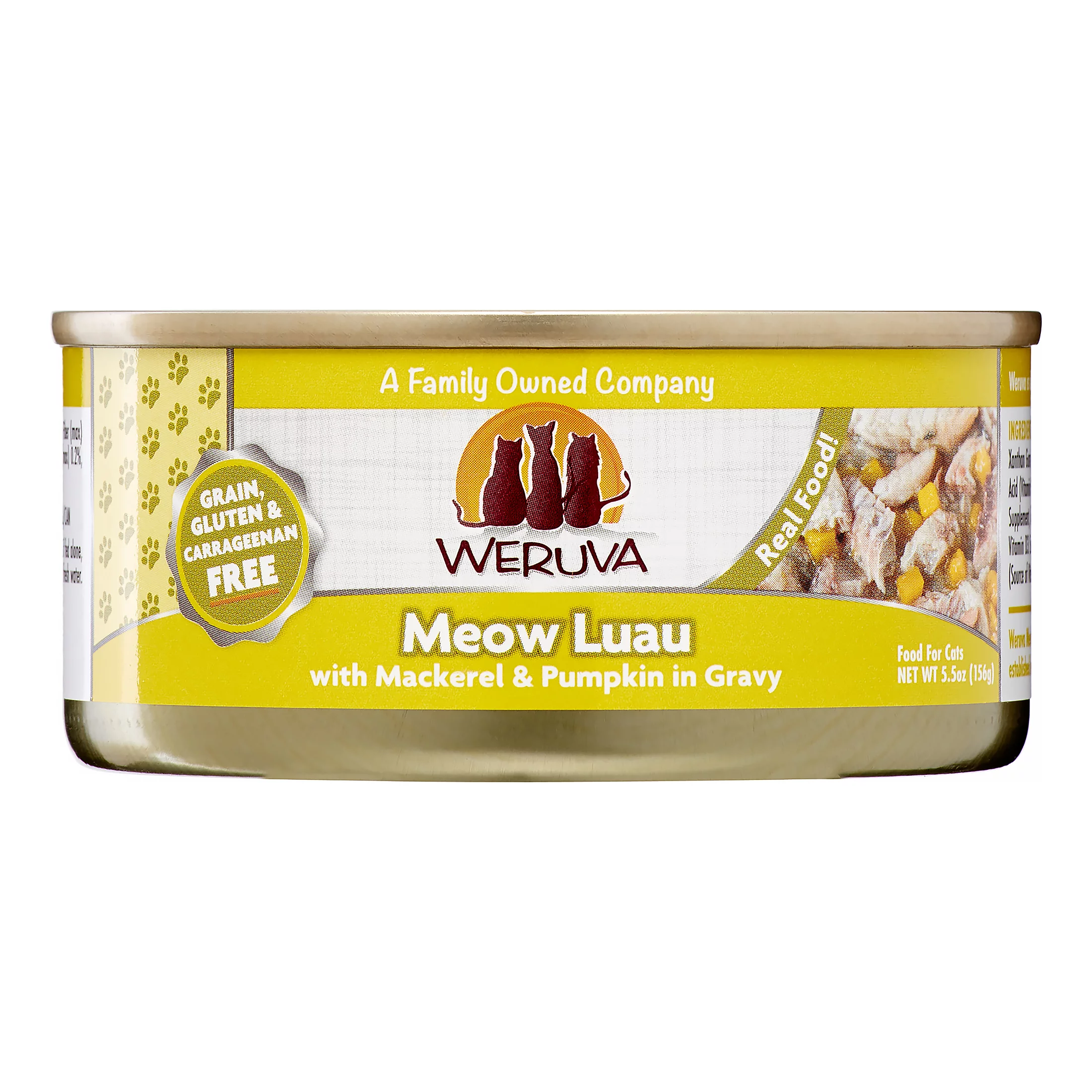 Weruva Adult Meow Luau Mackerel and Pumpkin in Gravy Cat Food (5.5oz) - Majestic Pet Kingdom