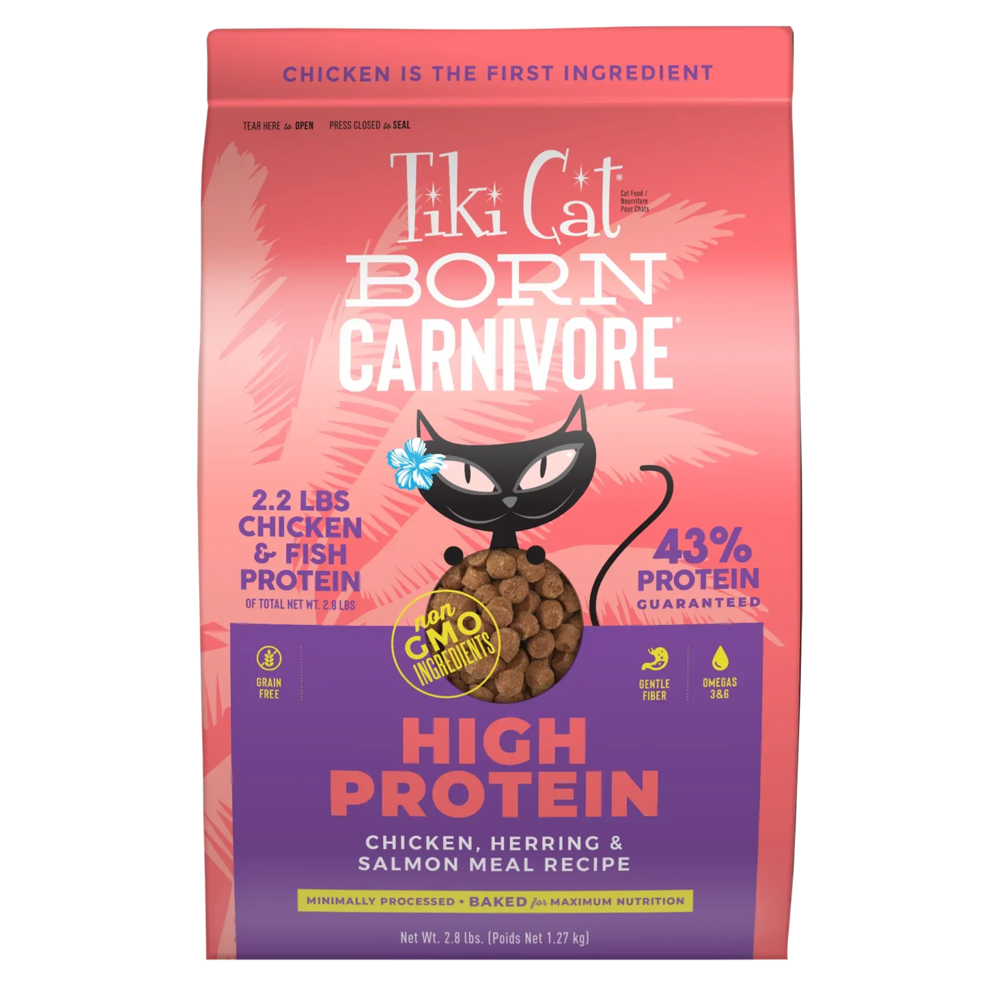 Cat Food Tiki Cat Born Carnivore Chicken Herring Salmon 2.8lb - Main Feature View | Majestic Pet Kingdom