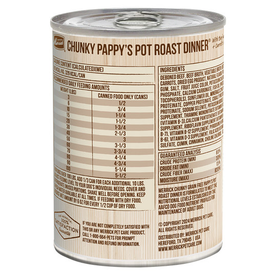 Merrick Chunky Grain Free Pappy's Pot Roast Wet Dog Food (12.7oz) - Majestic Pet Kingdom