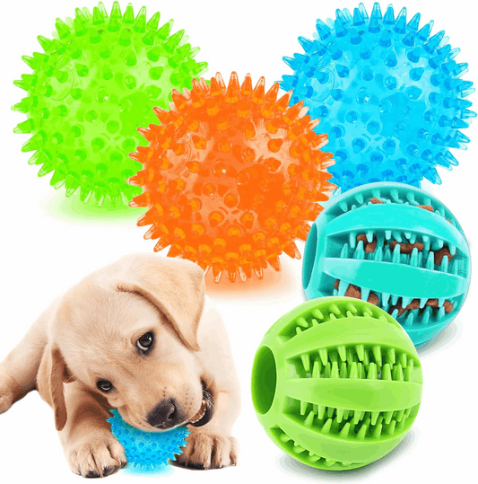 2.5-Inch Interactive Squeaky Dog Teething Balls (2-Pack)
